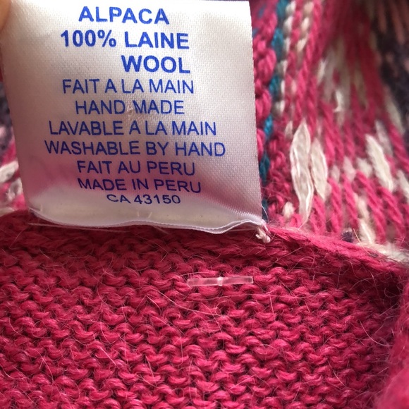 Juanitos | 100% alpaca wool pink sweater hoodie with patterns - Picture 8 of 9